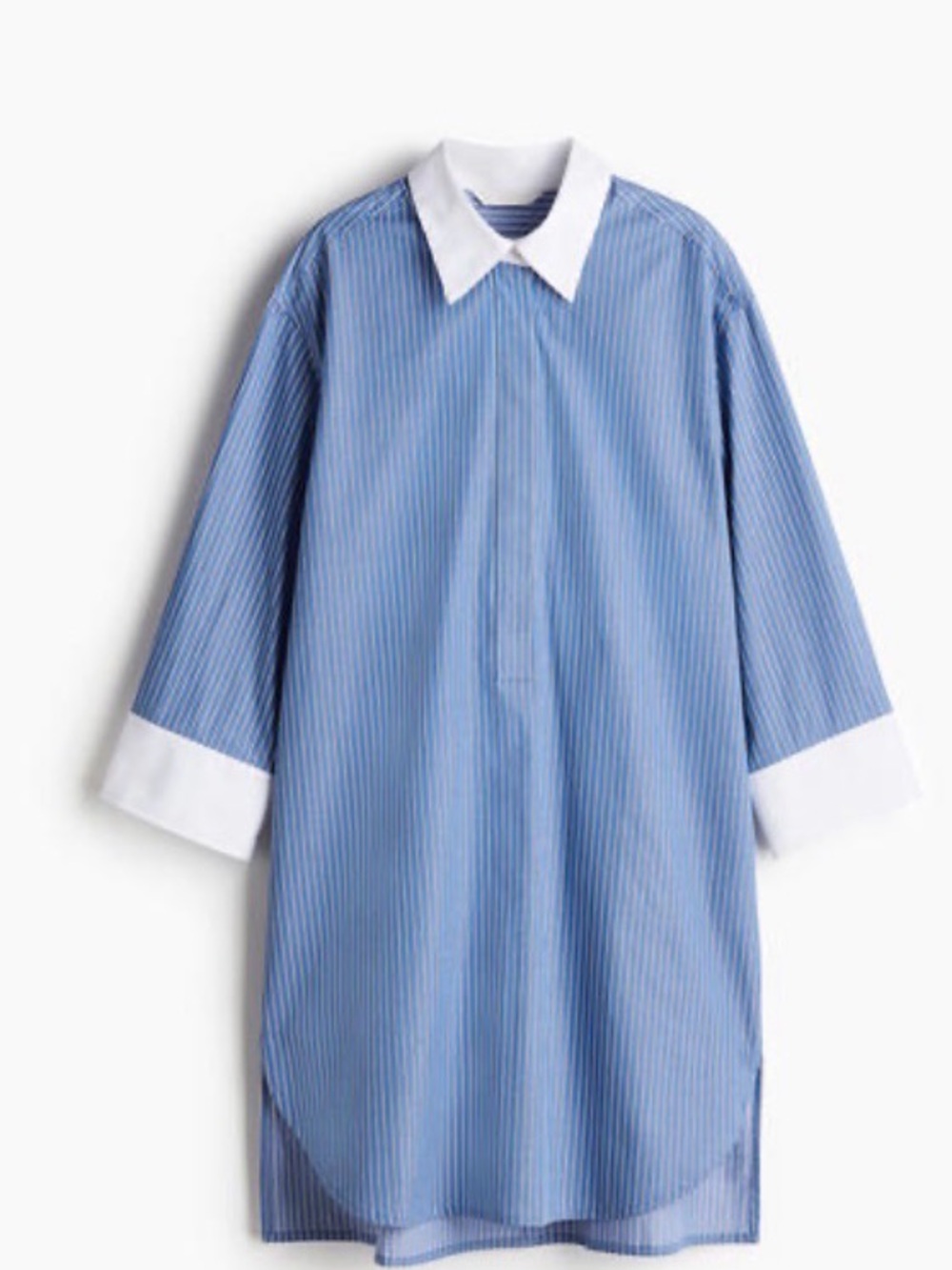 H&M Blue and White Pinstripe Women's Dress Shirt